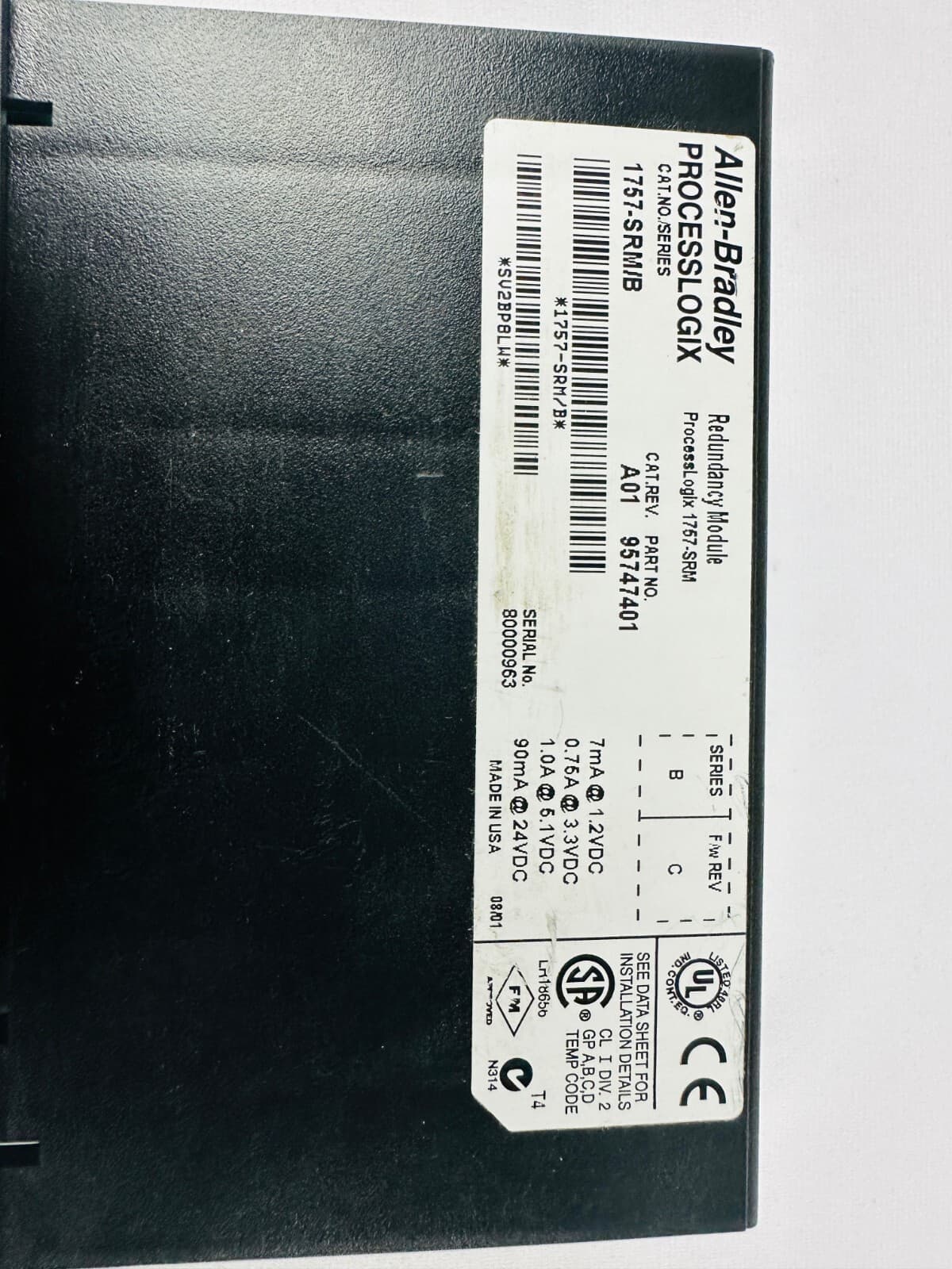 Allen-Bradley 1757-SRM/B SER  A01 95747401 Processlogix Redundancy Module 5
