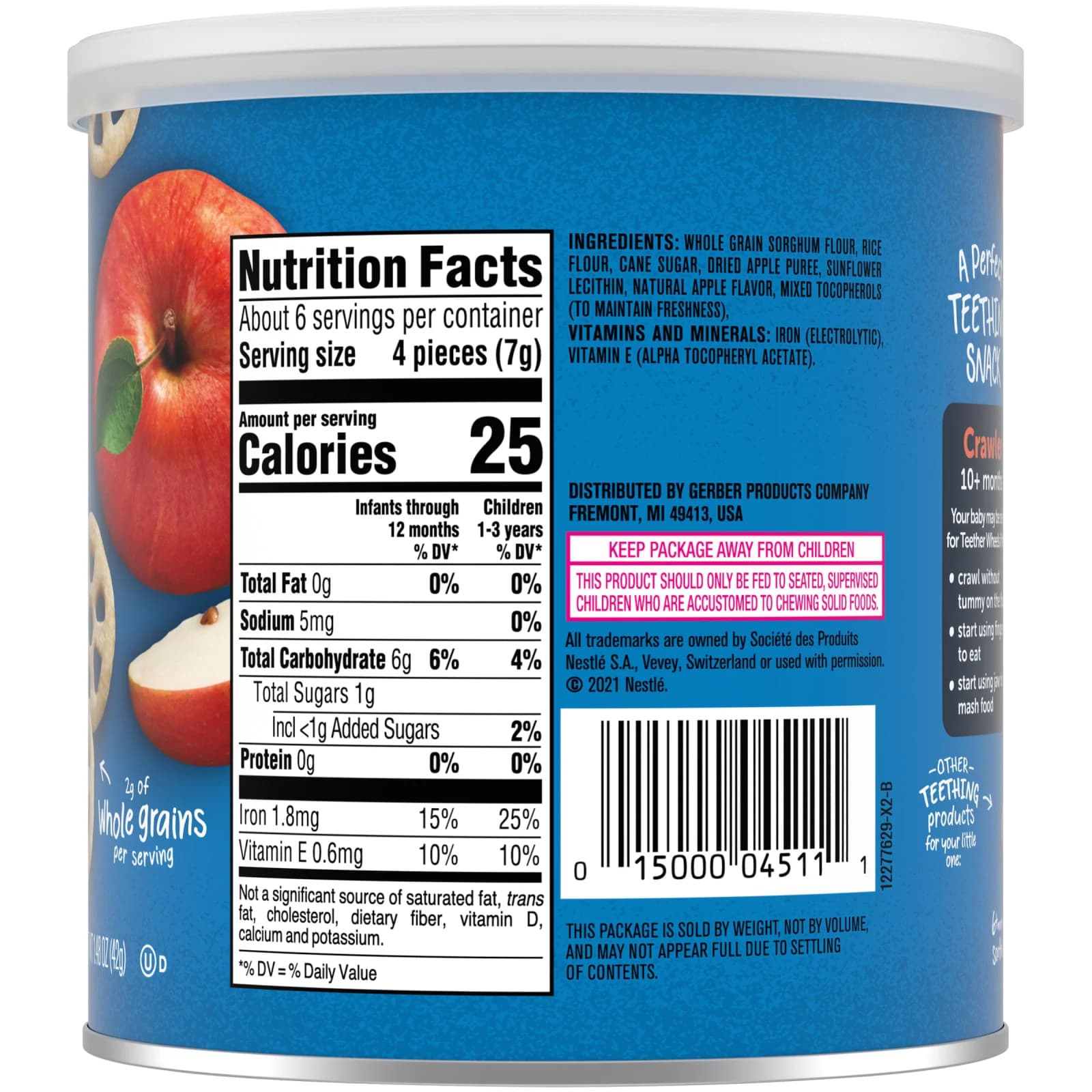 Snacks for Baby, Teether Wheels, 10+ Months, Apple Harvest, 1.48 oz (42 g) 2