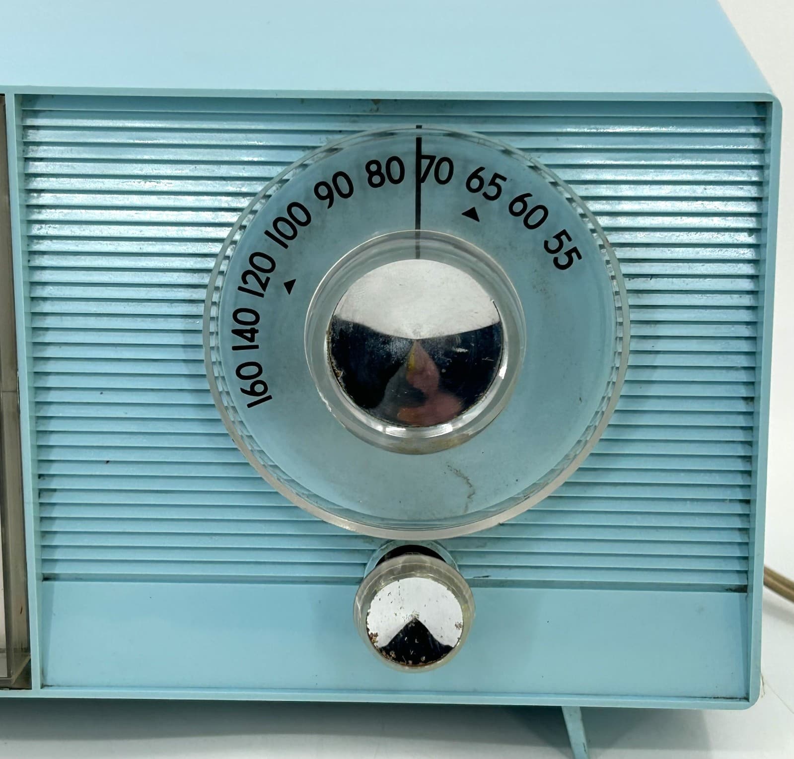 POWDER BLUE Mid Century Jetsons 1959 General Electric Model C-411A Tube AM Clock 3