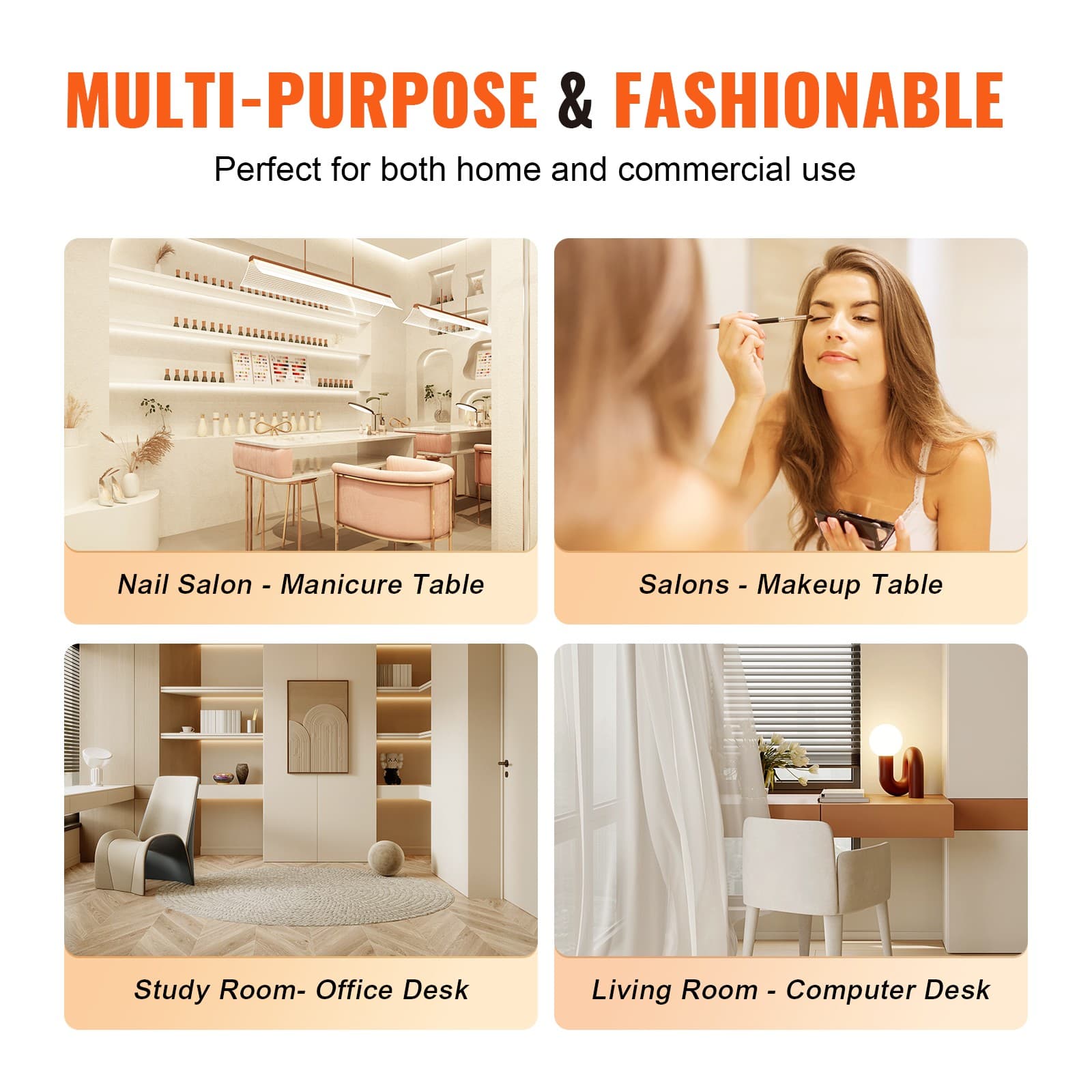 Uimoso Manicure Table Glass Top Nail Desk Makeup Dressing Station w/ Wrist Rest 6