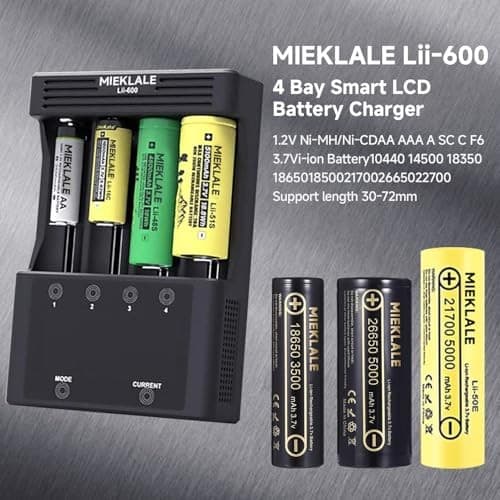 Cargador de batería 18650, cargador de batería recargable rápido de 4 M600 3