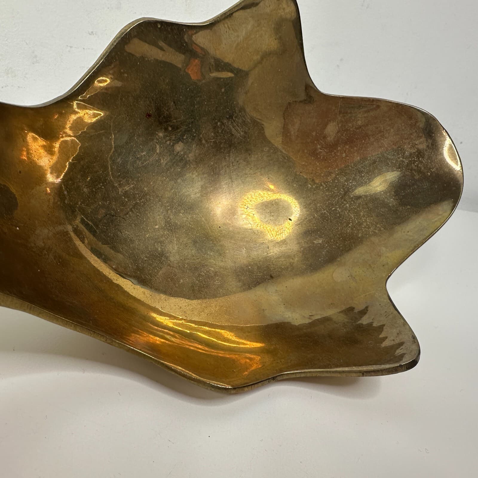 Vintage Mid Century Modern Brutalist Brass Bowl  - Centerpiece 9" x 5.5" India 5