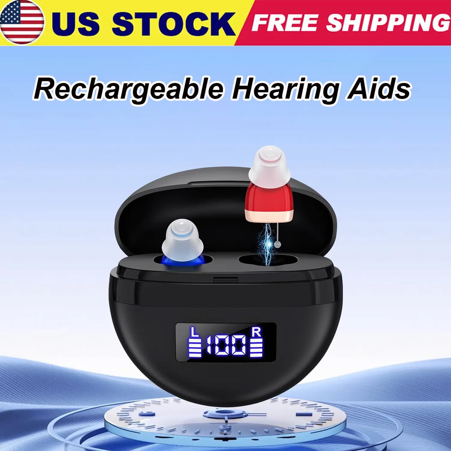 Pair Rechargeable Digital Invisible Hearing Aids Sound Voice Amplifier Mini ITE