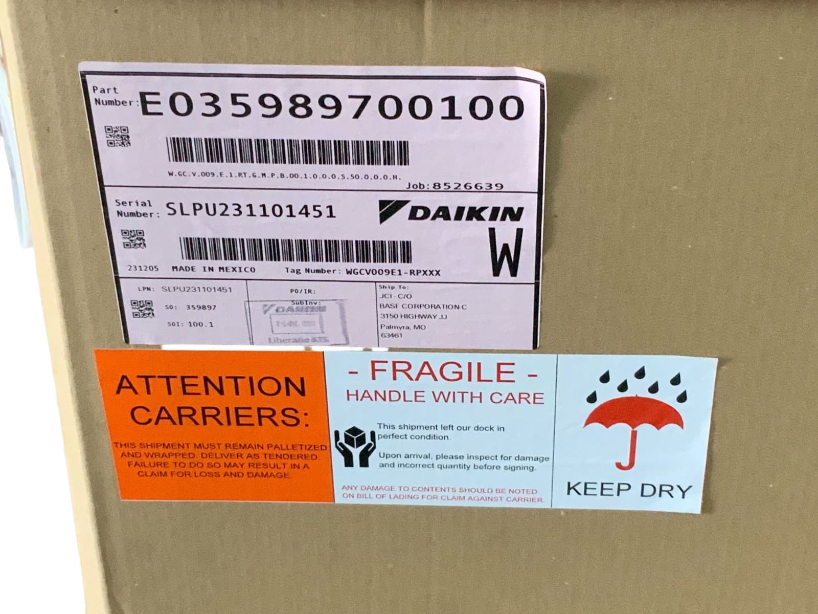 Daikin Water Source Heat Pump WSHP Vertical Compact 208/230V 1Ph 3