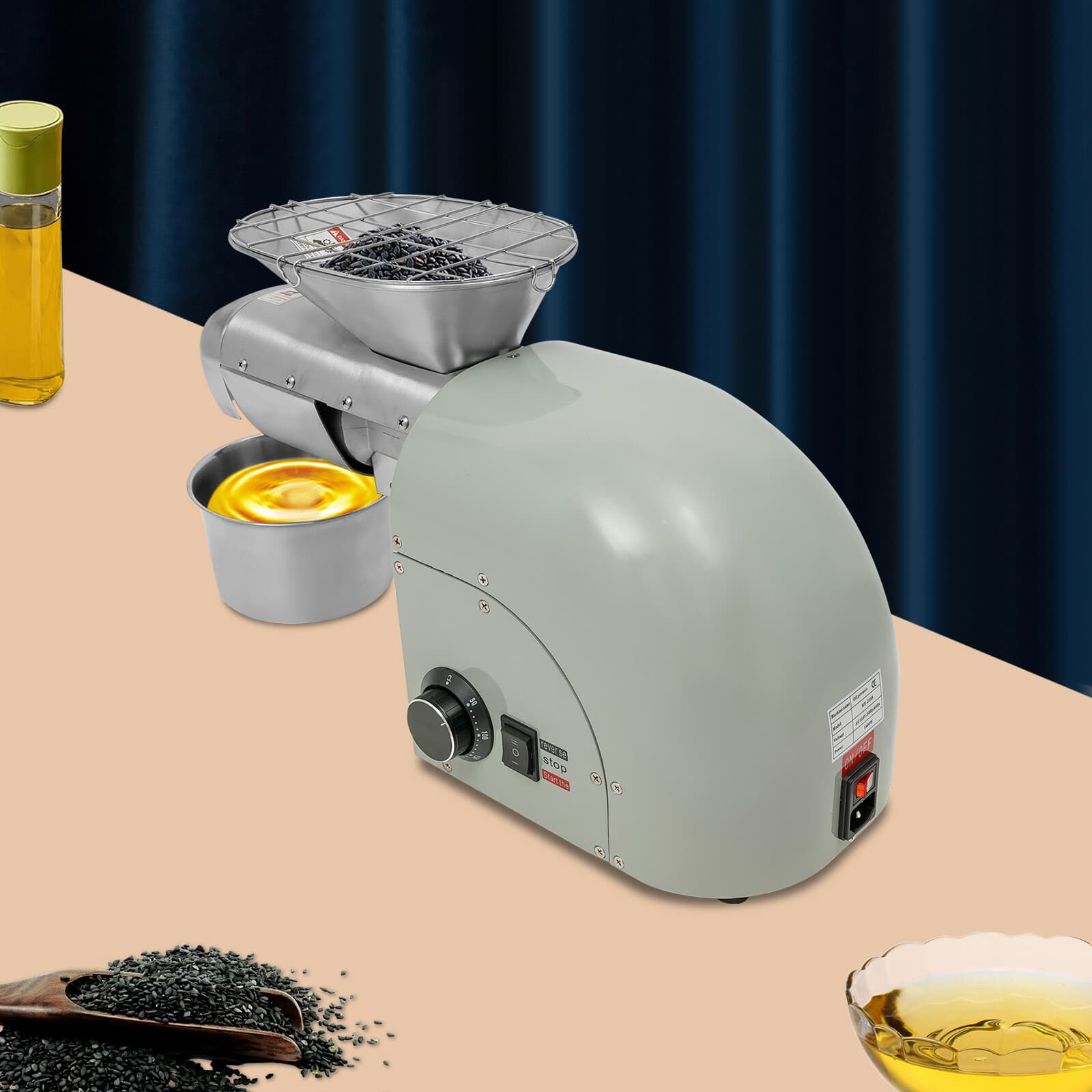 Tabletop Electric Peanut Sesame Oil Extraction Machine Oil Press Machine 1250W 3