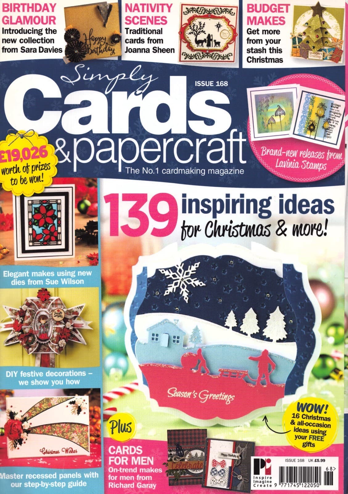 Simply Cards & Papercraft Christmas Issue 168 with Dies Cards for Men