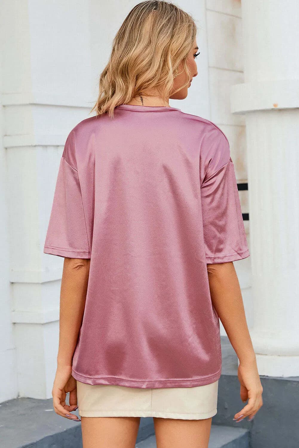 Pink Chest Pocket Loose Fit T Shirt 6
