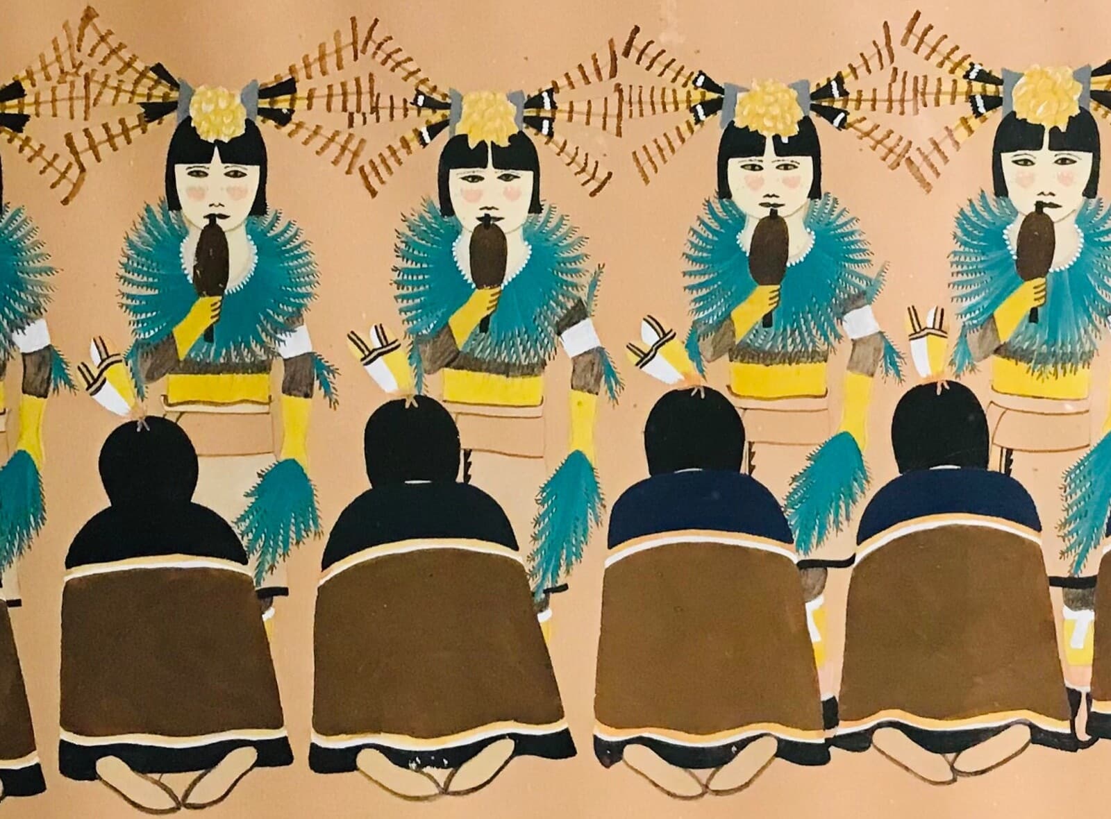 ABEL SANCHEZ / OQWA PI (SAN ILDEFONSO,1899-1971)UNTITLED,CEREMONIAL SCENE,SIGNED