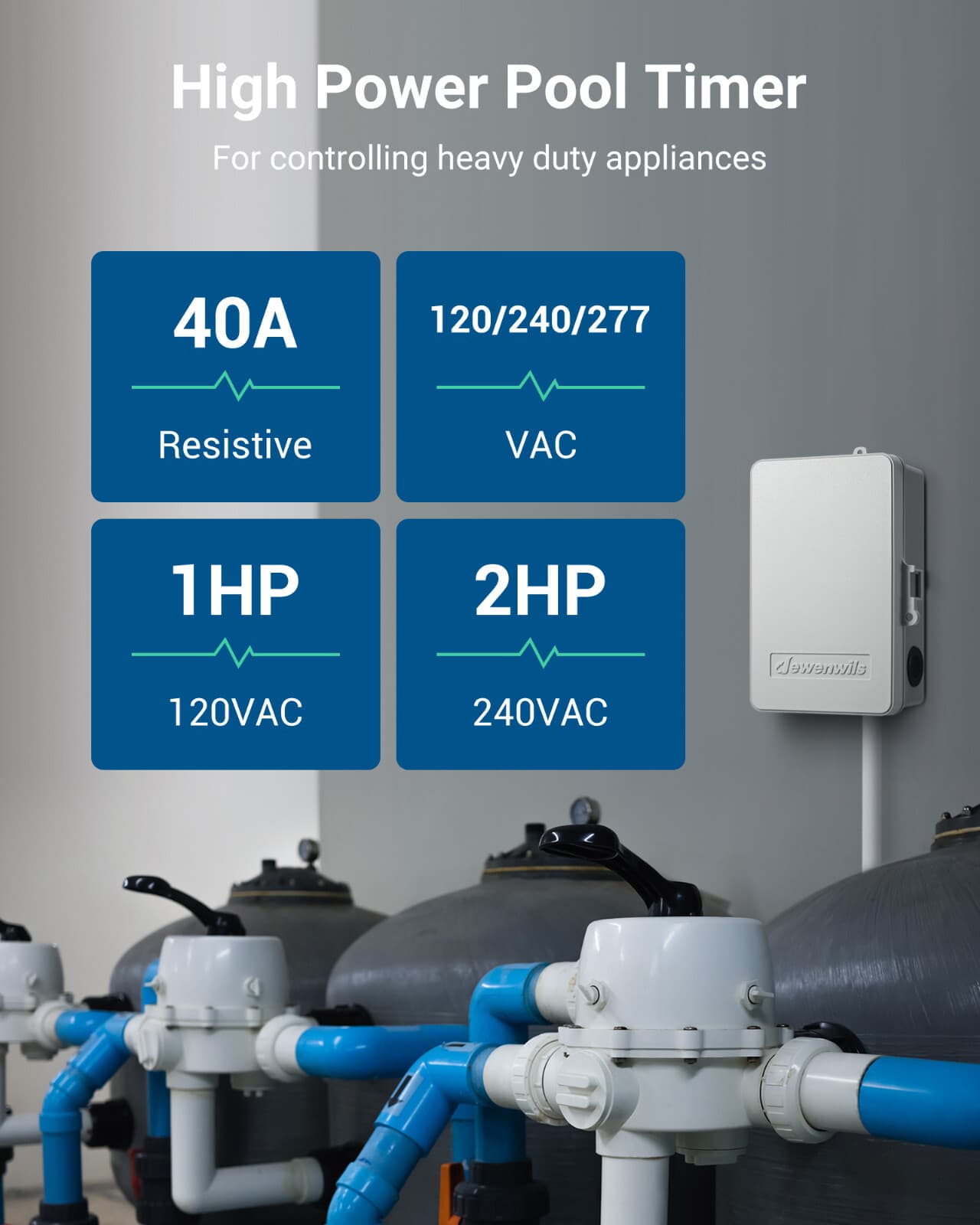 DEWENWILS Pool Pump Timer, Digital Timer Box,7-Day 20 ON/Off Programmable Timer 2