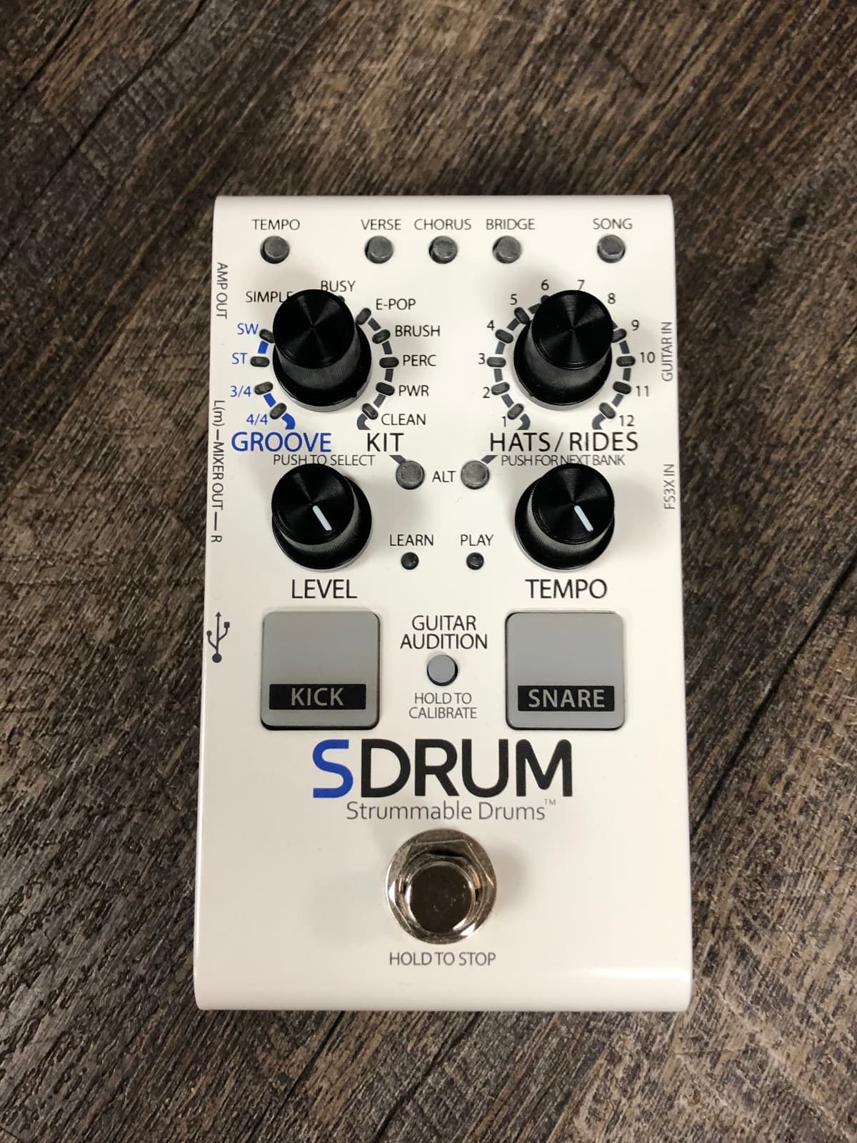 EXC DigiTech SDRUM Strummable White Drum Pedal w Box Manual Cord FAST Shipping! 5