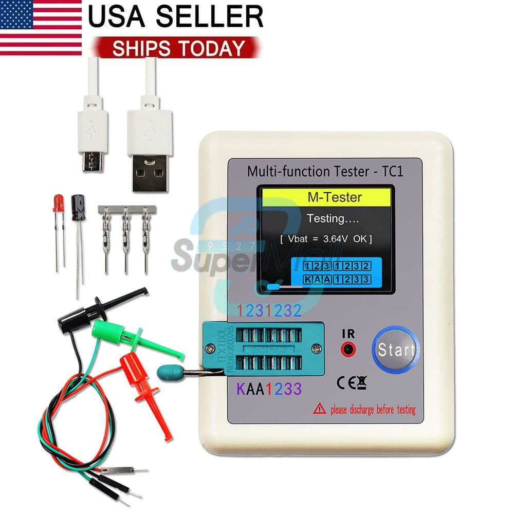 LCR-TC1 Transistor Tester Diode Triode Capacitance Meter LCR ESR NPN MOSFET US