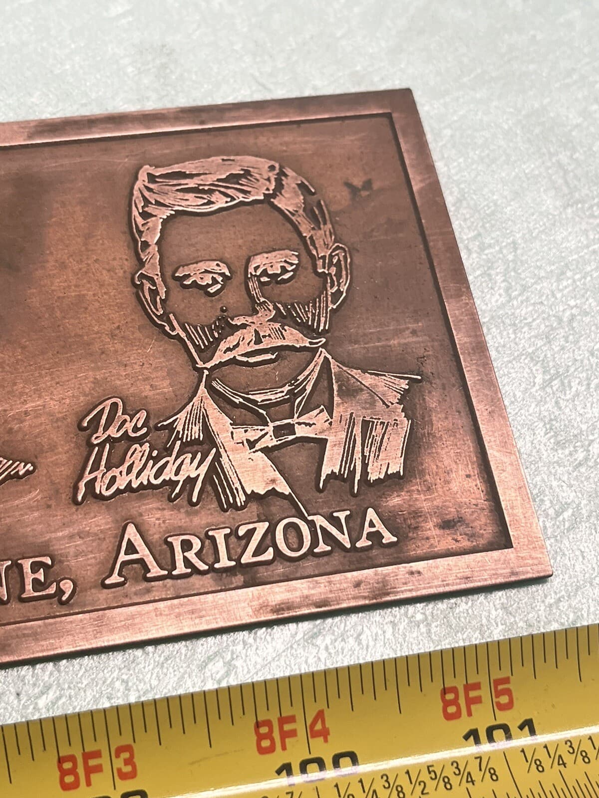 Vintage Solid Copper Souvenir Tombstone Earp Doc Holliday AZ Arizona Sign 66 3