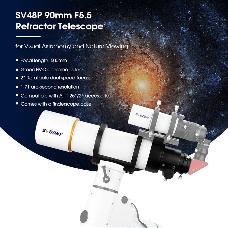 SVBONY SV48P 2" 90500 Astronomical Telescope Refractor OTA Double Speed Focuser 2