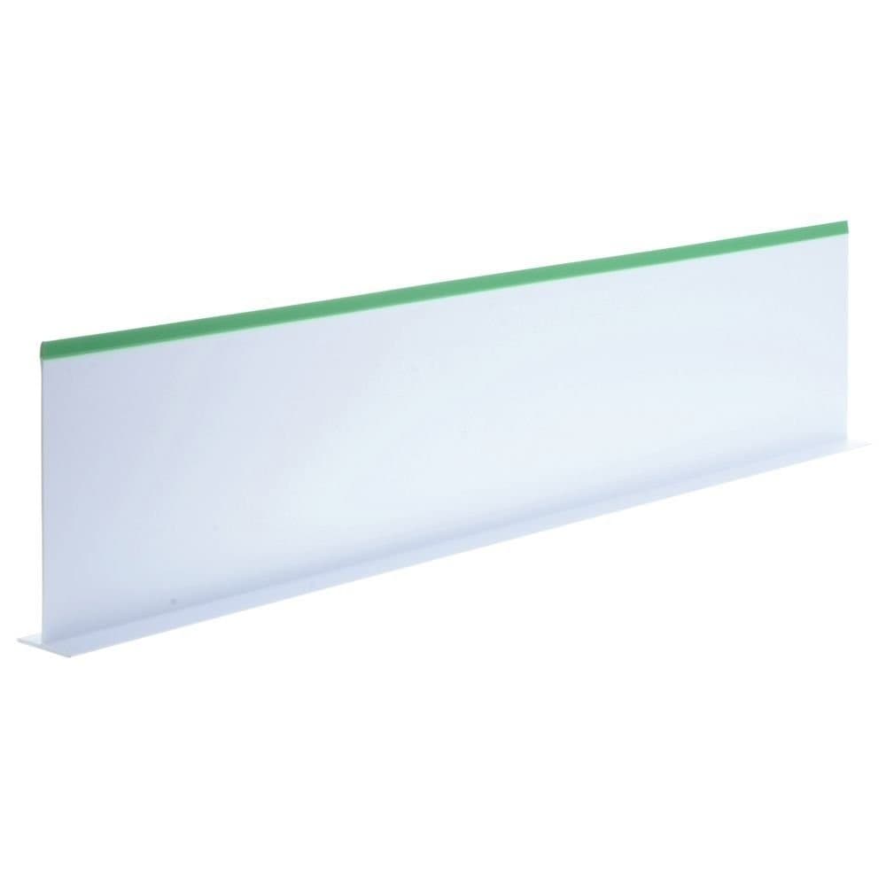 Produce Divider White with Green Trim Plastic Shelf Divider - 30"L x 7"H 5