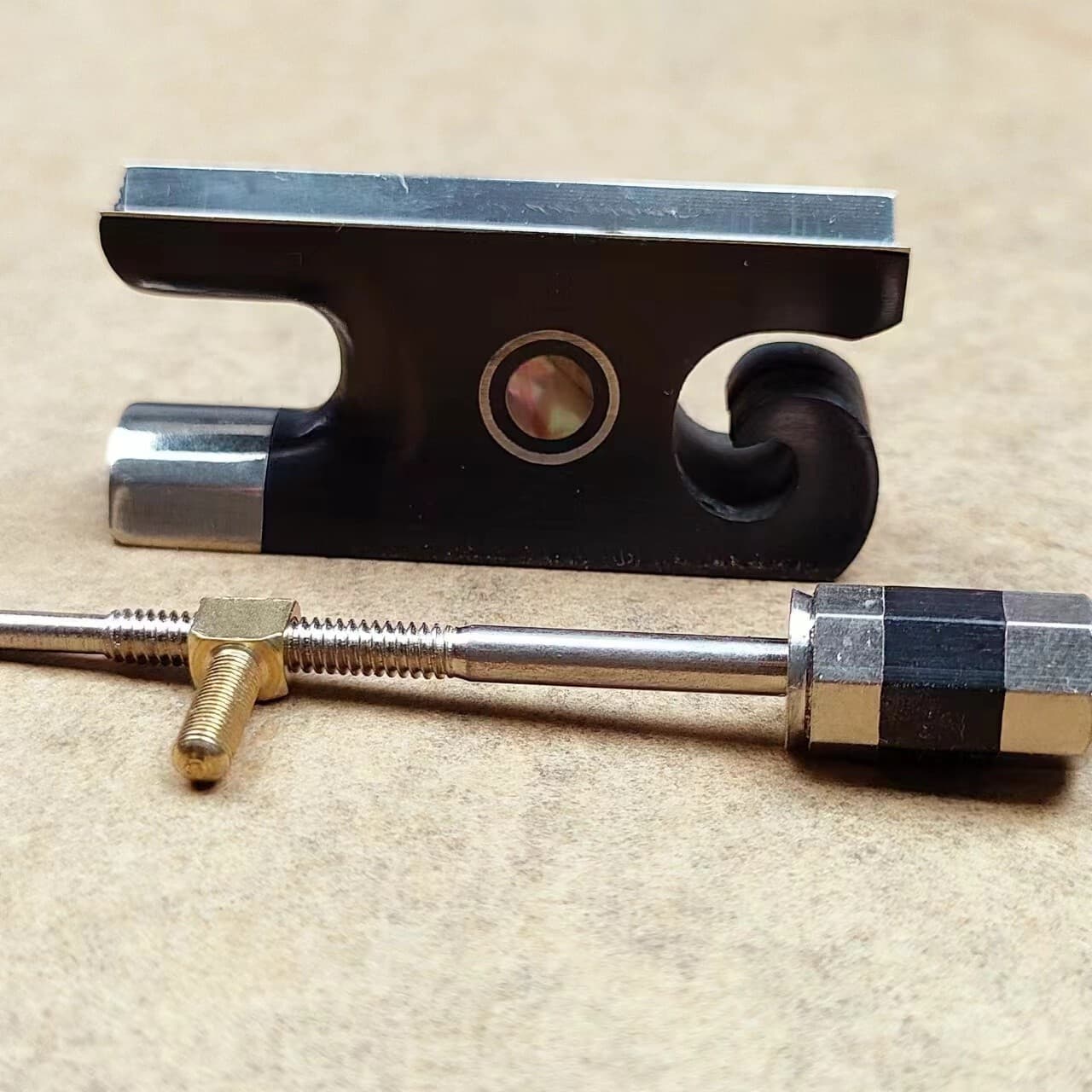 1 set New Model Volin bow Frog and button,Ebony wood Copper Mounted 4/4 size 4