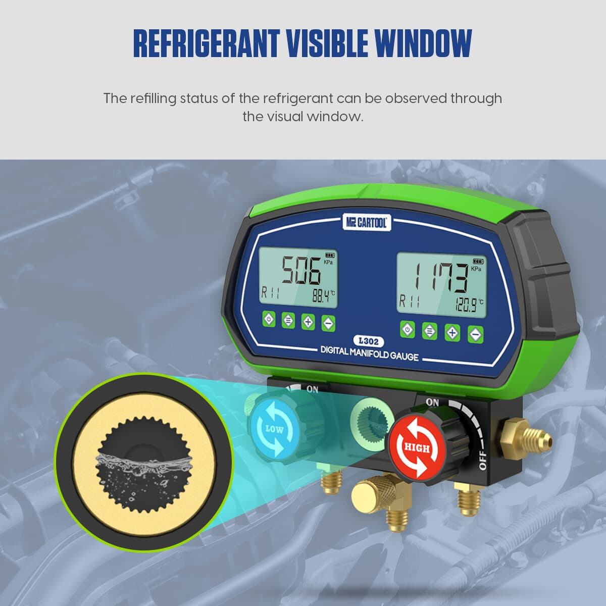 Refrigeration Digital Manifold Gauge Set for HVAC Air Conditioning with Hoses  6