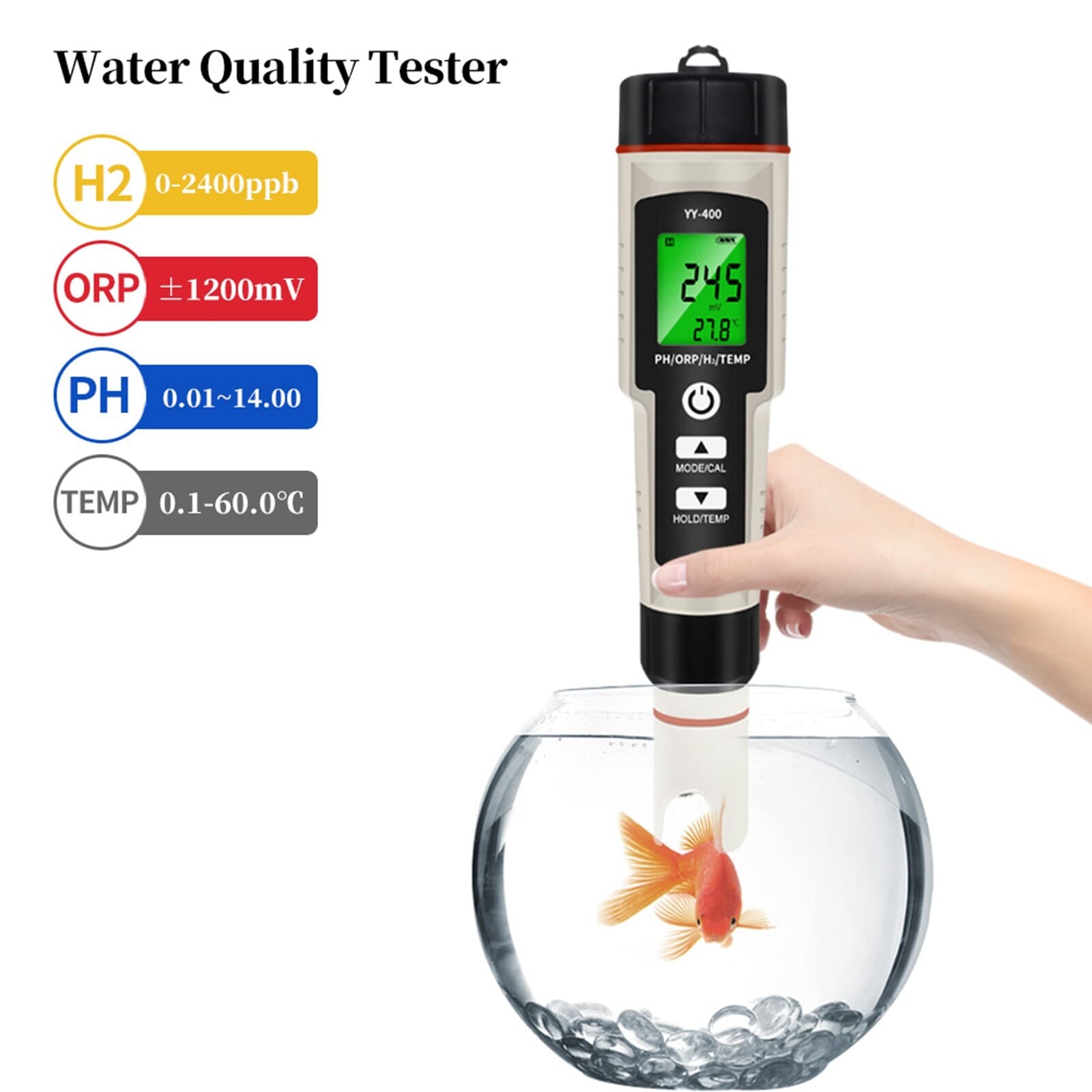Portable 4 In 1 Hydrogen-Rich Test Pen PH/ORP/TEMP Water Quality Meter Tester US 5