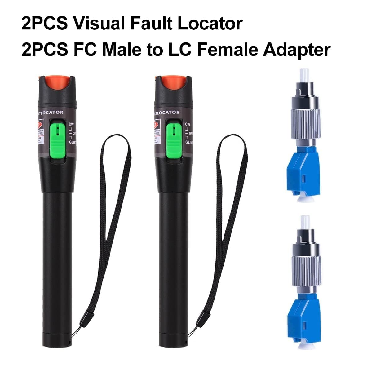 2PCS Visual Fault Locator 30mW 30KM, VFL Tester Kit Include Single Mode Bx26 2