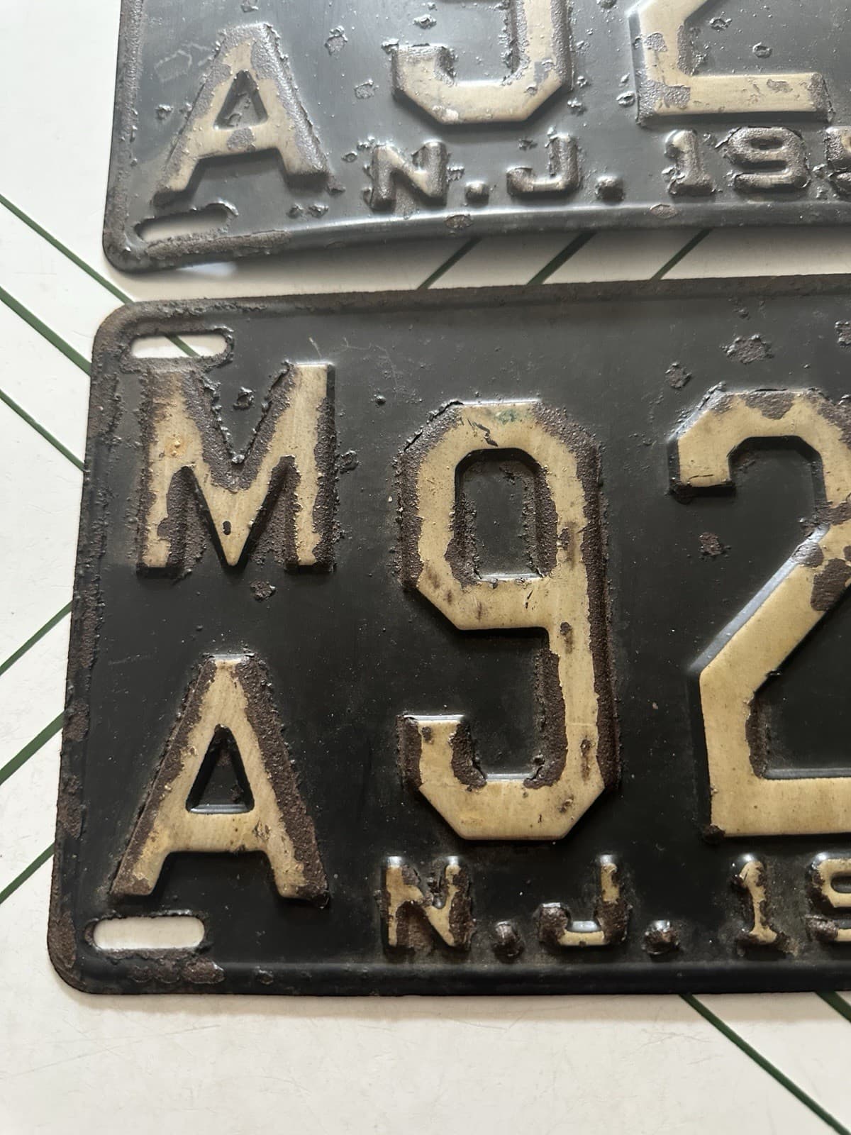 Antique 1951 New Jersey License Plate Pair MA 920 Vintage NJ 6