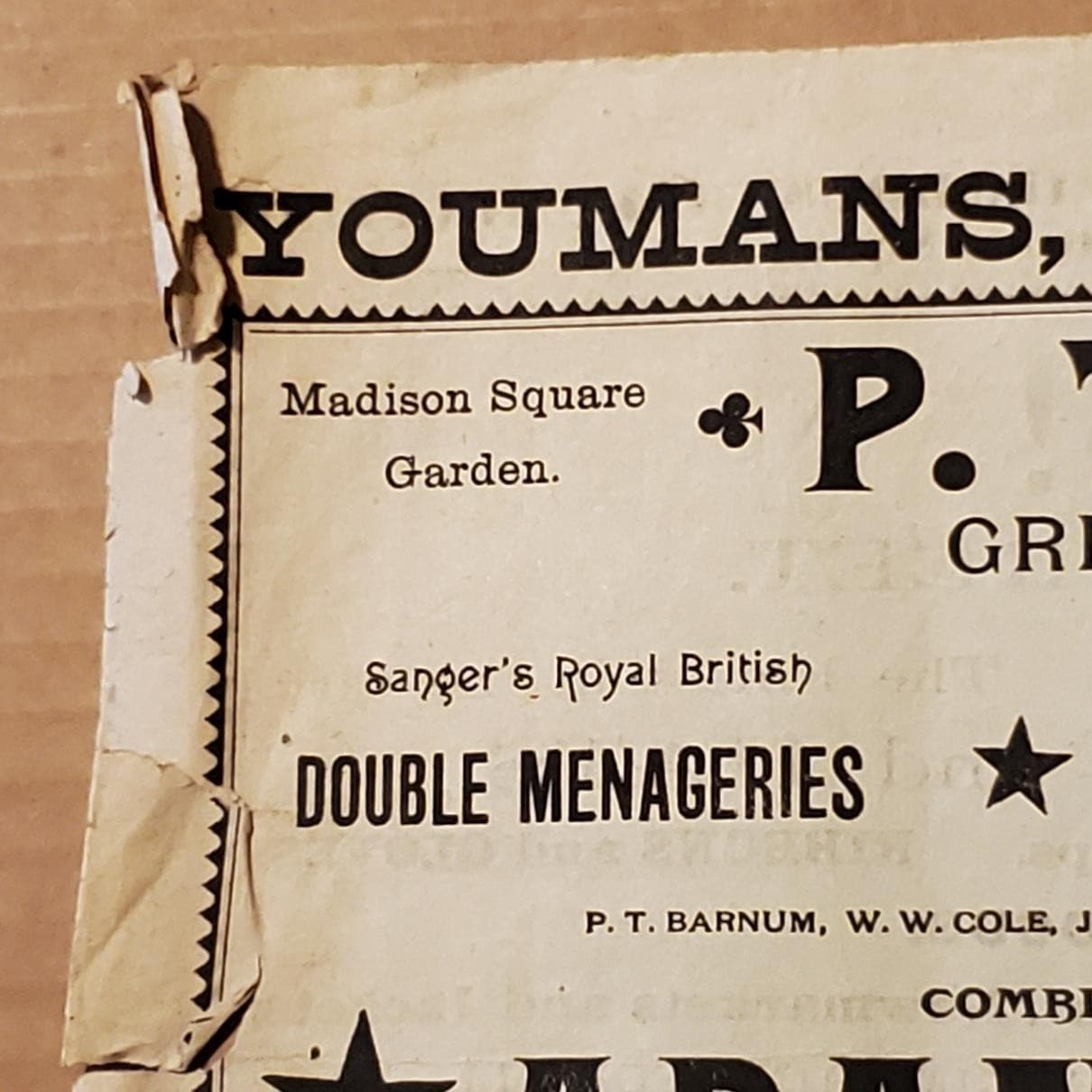 5184----1887 PT Barnum (with Forepaugh) rare program Madison Square Garden 4