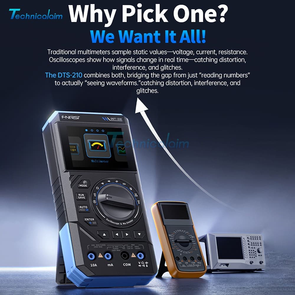 FNIRSI DST210 Digital Oscilloscope Multimeter Signal Generator AC/DC 48MSa/s US 6
