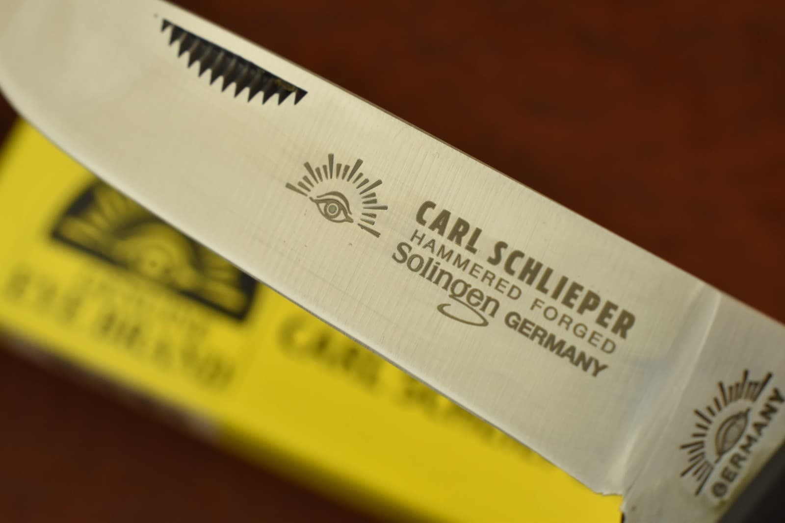 GERMAN EYE BRAND CARL SCHLIEPER BLACK JUMBO SODBUSTER KNIFE SOLINGEN GERMANY 3