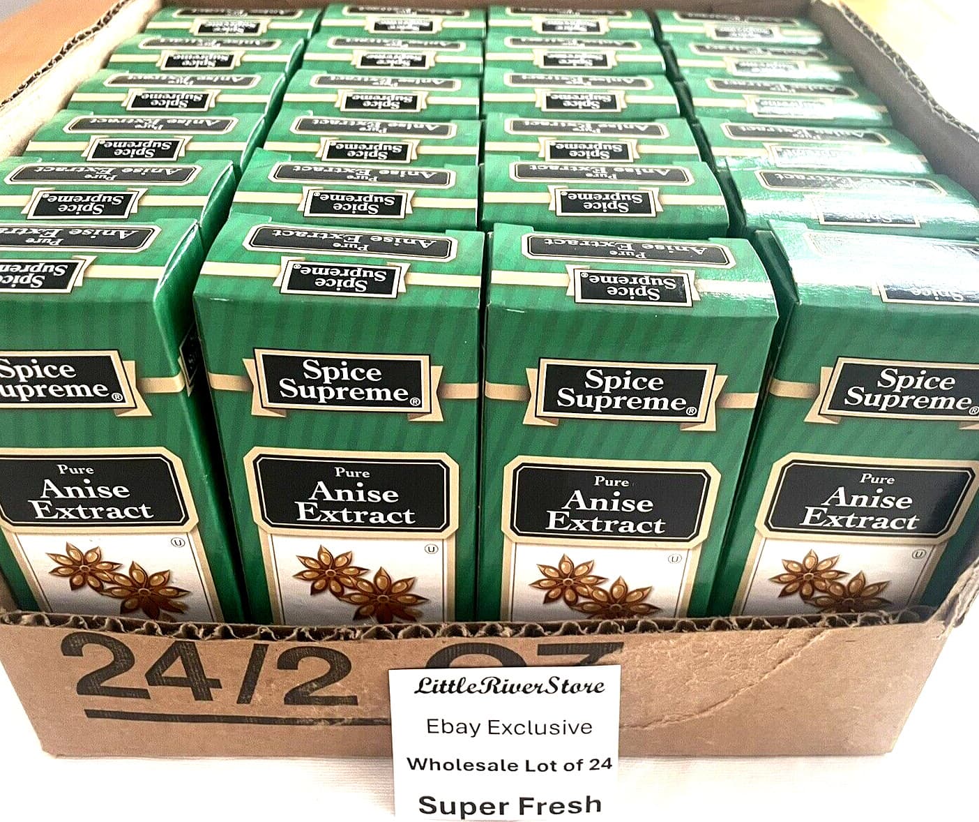 Lot of 24 Spice Supreme Pure Anise Flavor Extract 2 oz Super Fresh USA md   2027 5