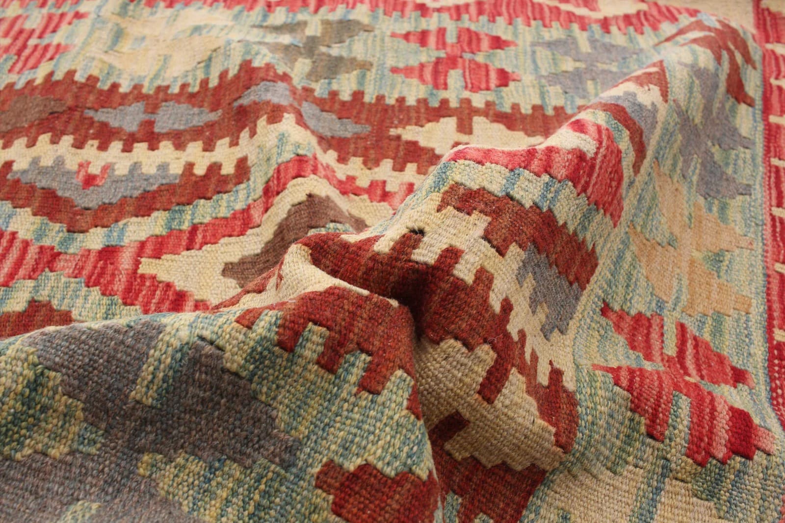 Vintage Geometric Hand Woven Carpet 3'3" x 4'11" Traditional Wool Kilim Area Rug 6