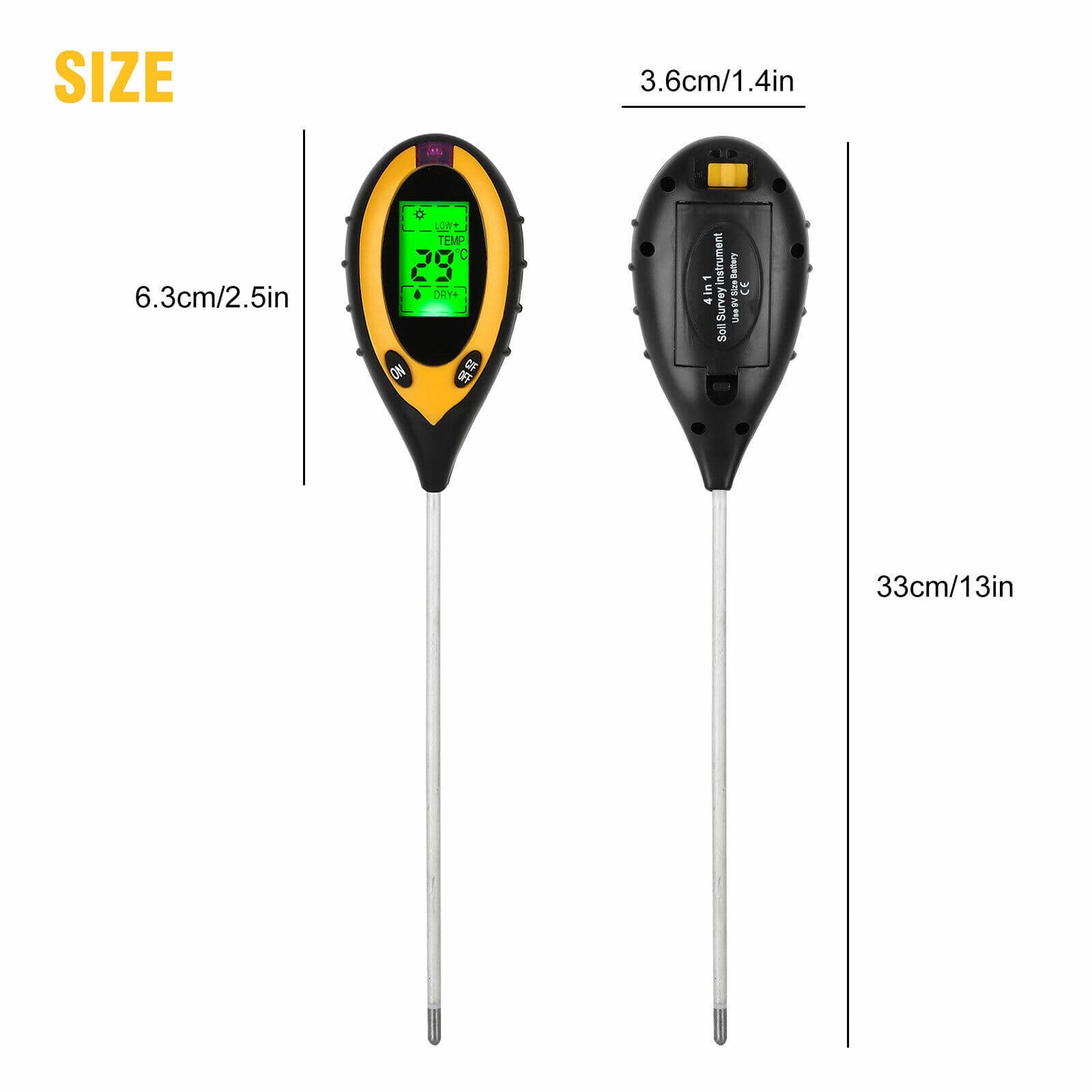 5 in1 LCD Digital Soil PH Meter Tester Temperature Sunlight Fertility Hygrometer 2