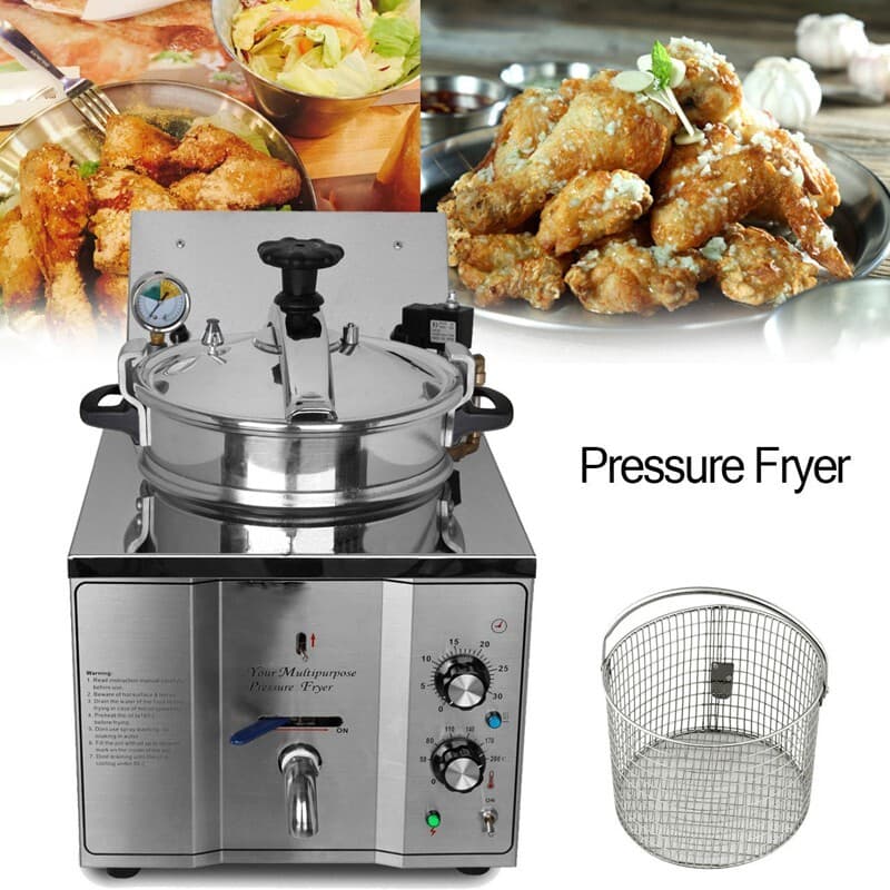 16L Electric Chicken Fried Stove, 3000W Commercial High Pressure Chicken Deep Fr 6