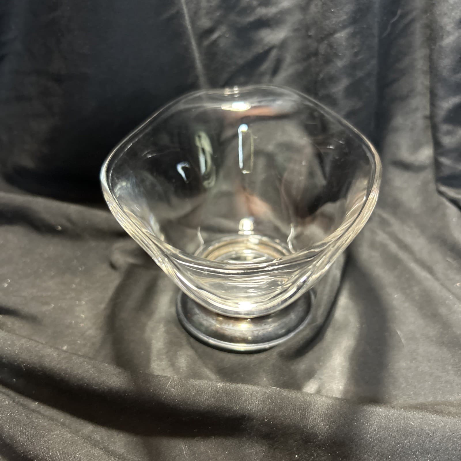 Vintage WEB STERLING SILVER & GLASS Gravy Boat Nut Candy Dish Bowl 2