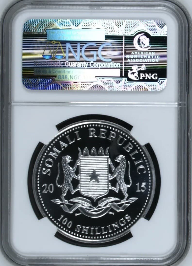 2015 ELEPHANT African Wildlife SOMALIA MS69 Early Releases SILVER COLORED 2