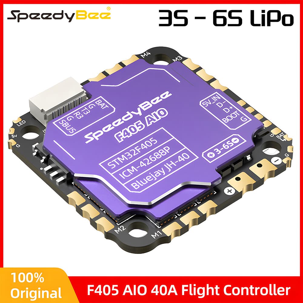 SpeedyBee F405 AIO 40A Flight Controller 3S-6S For 2-4" Ultra-Light 5"FPV Drones