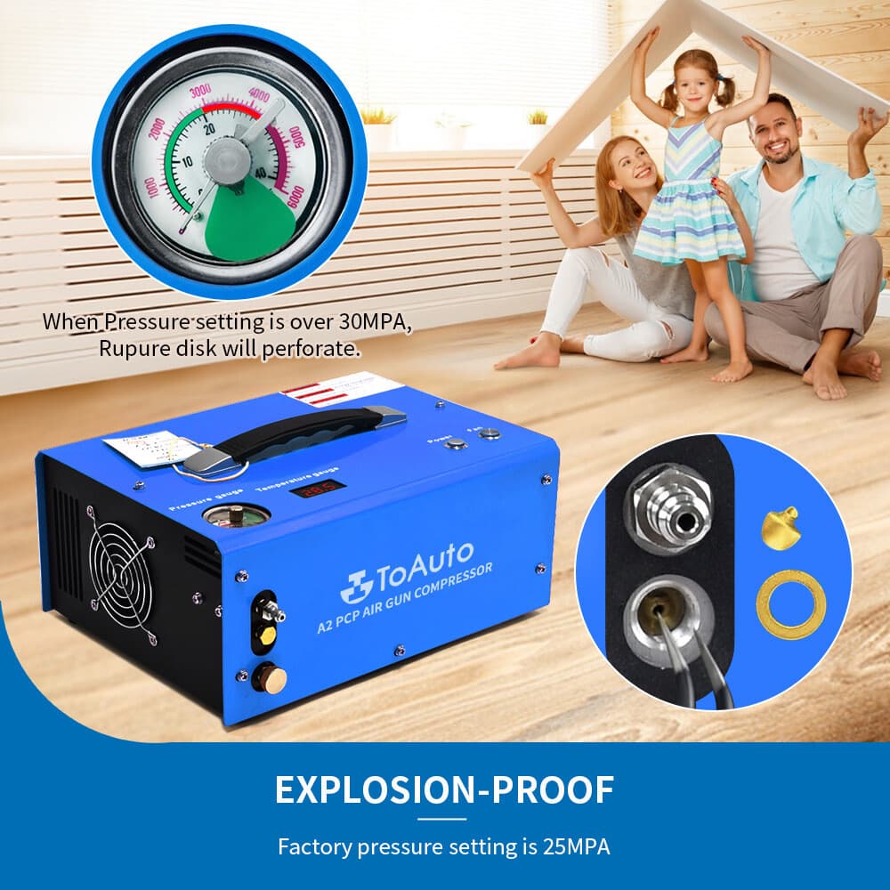 Portable 30MPA Auto-Stop 12V/110V PCP Air Compressor for Rifle Airgun Paintball 5