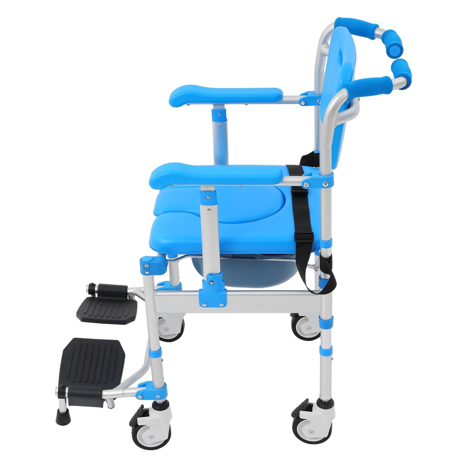 Commode Wheelchair Multifunctional Shower Commode Wheelchair With Armrests 5