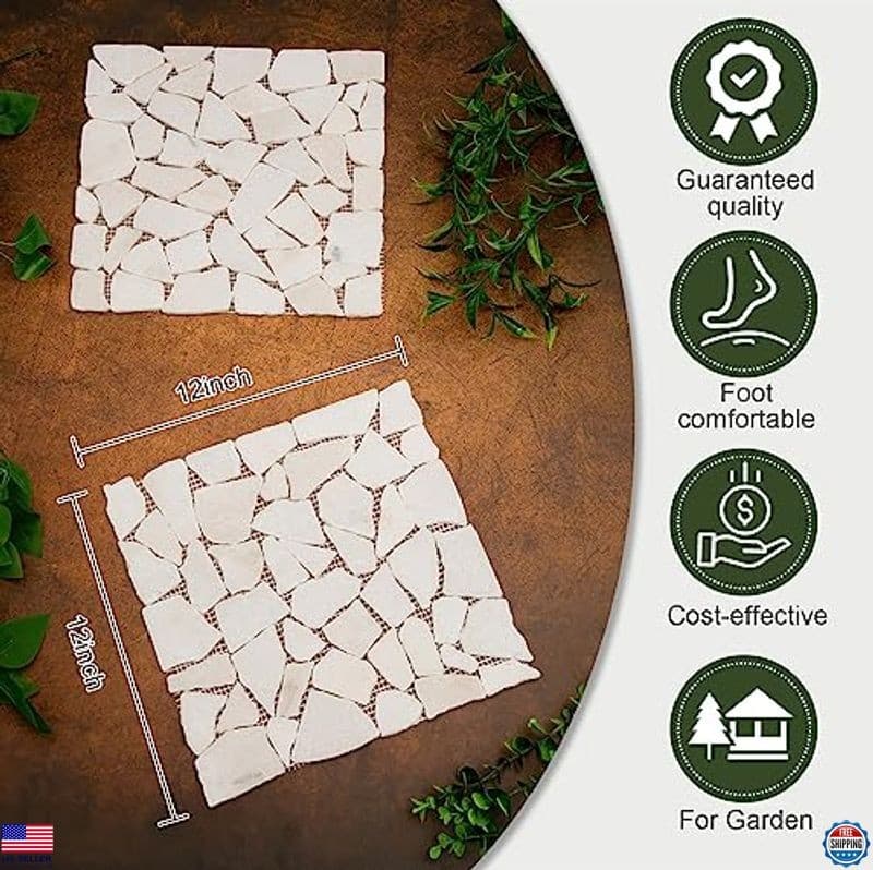 Sasylvia 6-Pack 12" Square Marble Riverstone Stepping Stones for Garden Pathways 2