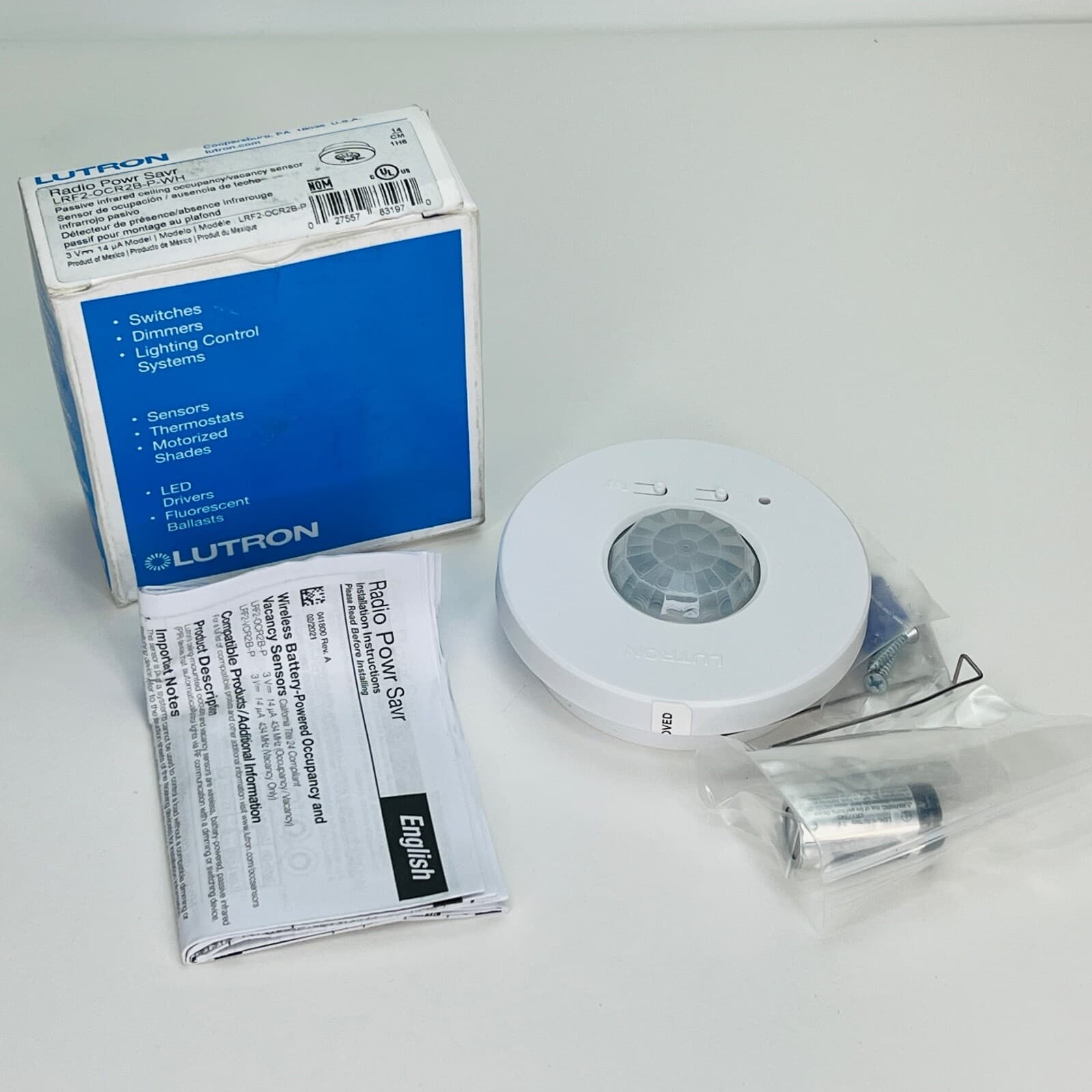 LUTRON LRF2-OCR2B-P-WH Wireless Ceiling Motion Sensor - RadioRa2 RadioRa3 - NEW 2