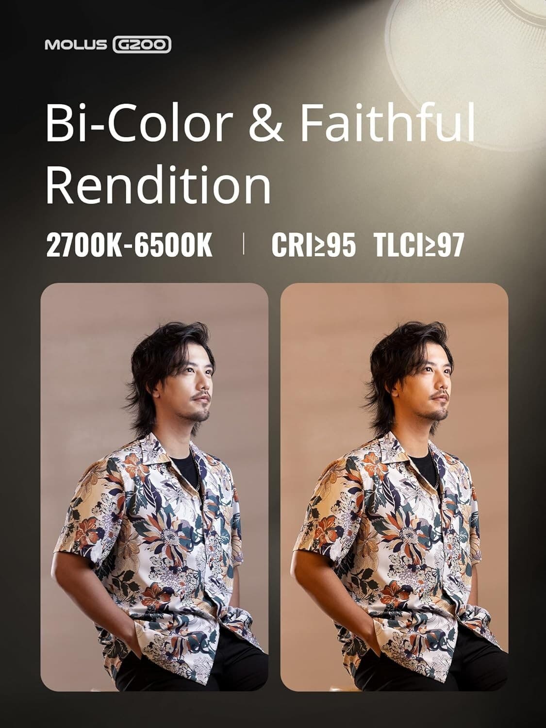 Zhiyun Molus G200 200W Bi-Color LED Video Light Photography Lighting 2700K-6500K 3