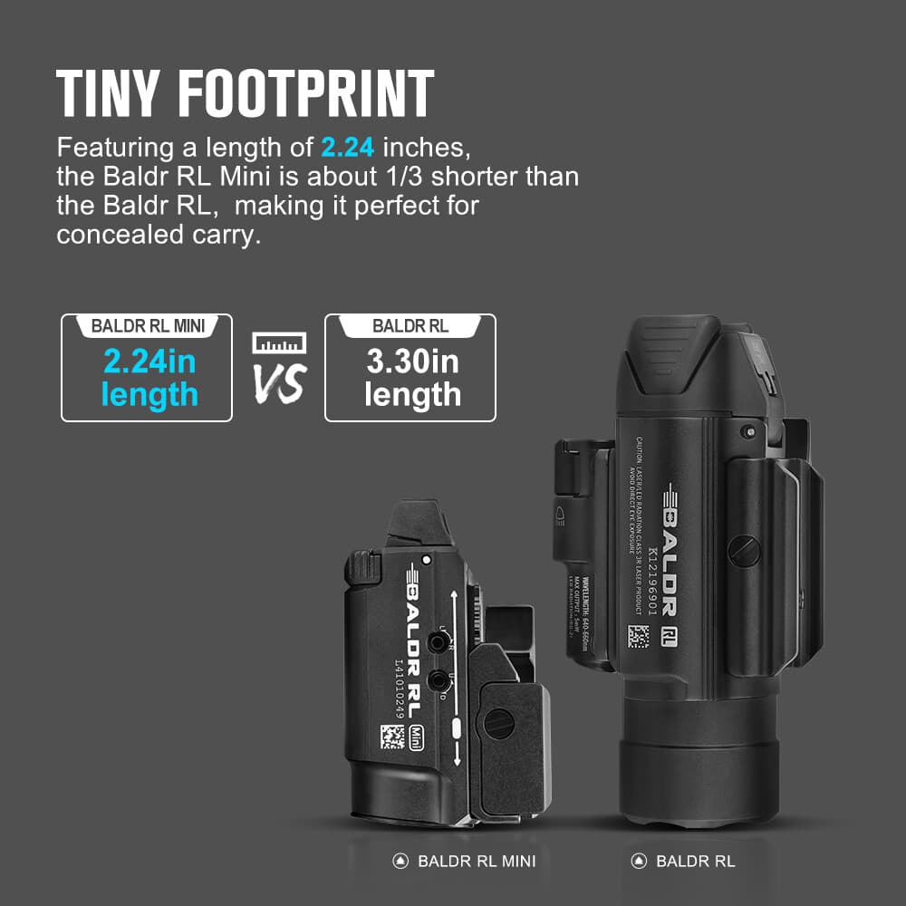 OLIGHT Baldr RL Mini 600-lumen Rail Mounted LED Tactical Light Pistol Red Laser 5