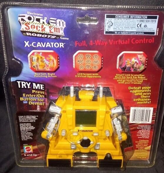 🎁*RARE* Rock Em Sock Em Robot Yellow X-CAVATOR Game VINTAGE 🎁*NEW & SEALED*🎁 3