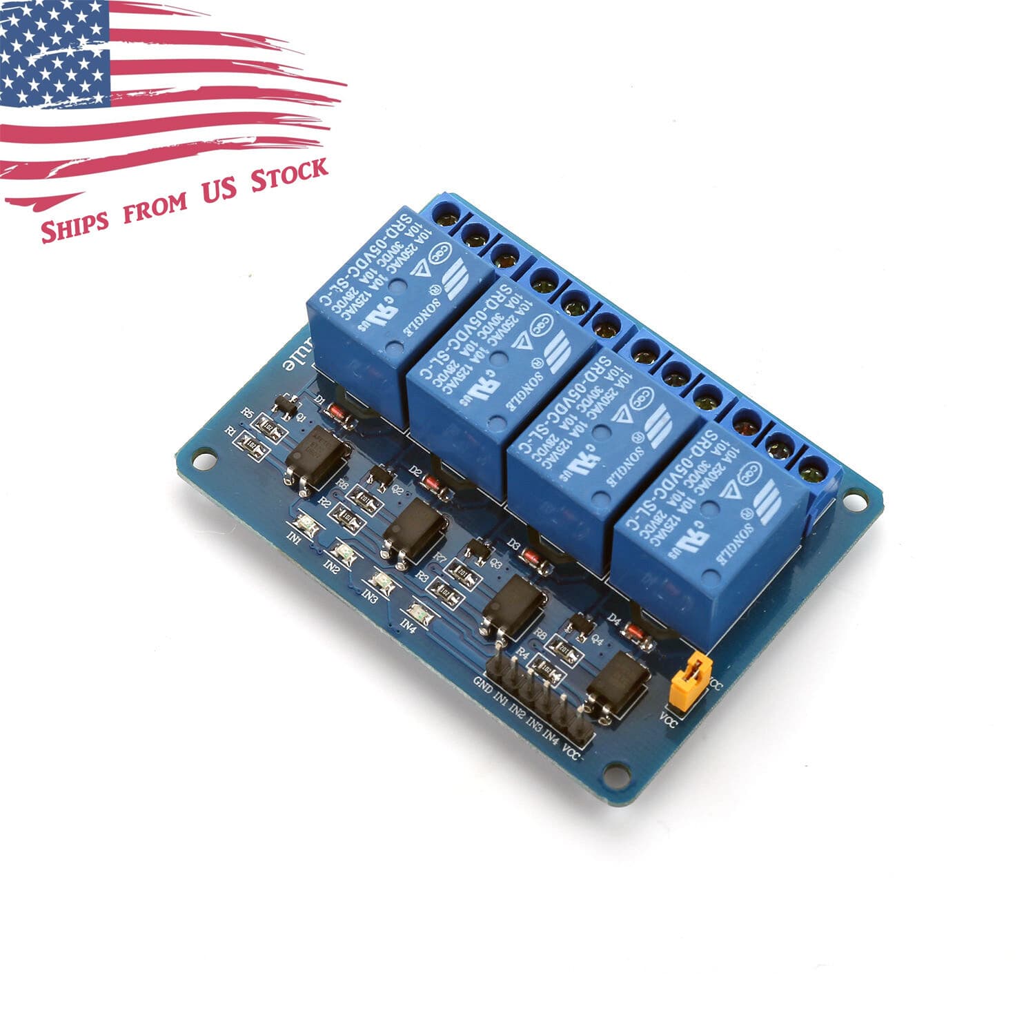 4 Channel 5V Relay Module 250V 10A Relays for Arduino, Automation & IoT
