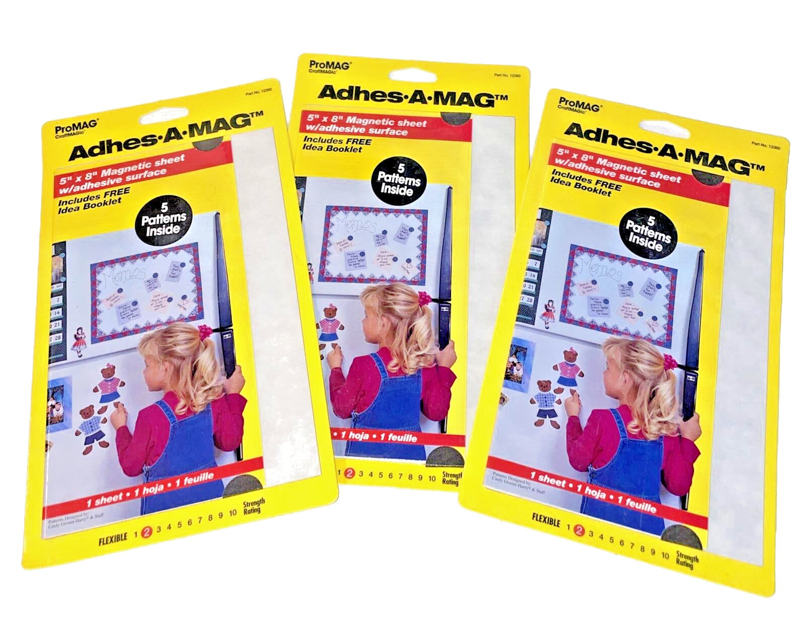 ProMAG Adhesive Magnetic Sheet 5 x 8 inches 3 Packages of 1 sheet 12360 New Pkgs