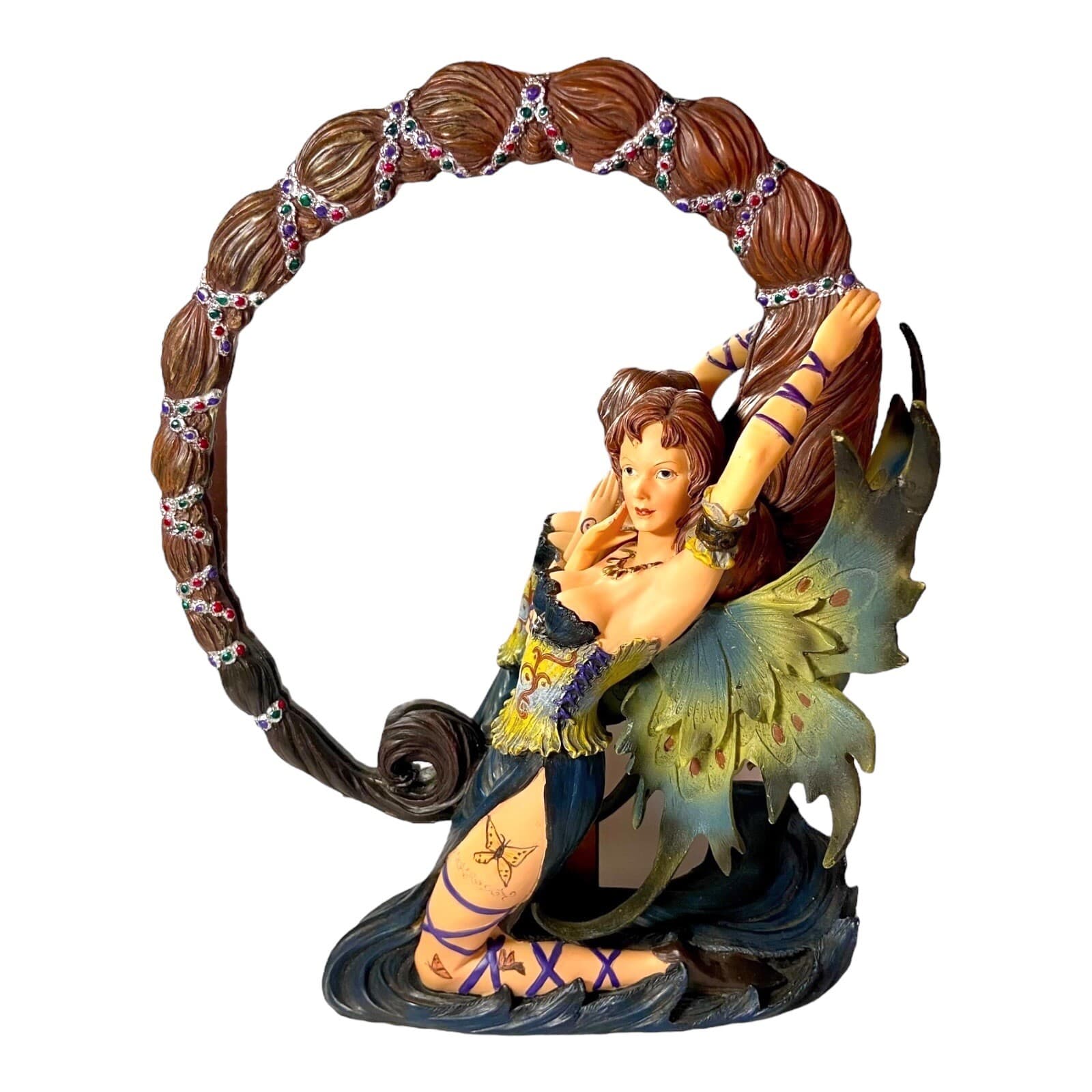 Nemesis Now Mystical Gothic Fairy Tattooed Sprite Mirror, Tabletop, Repaired 2