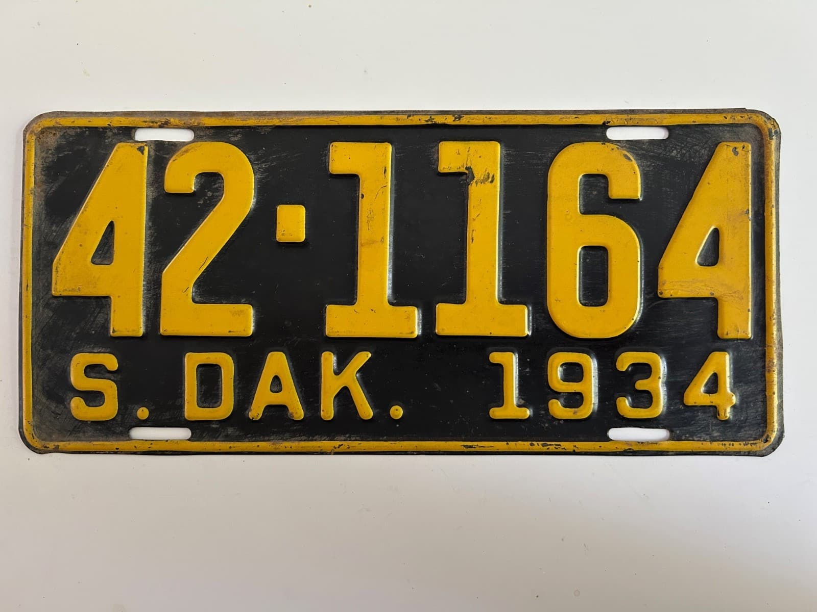 1934 South Dakota License Plate All Original Paint