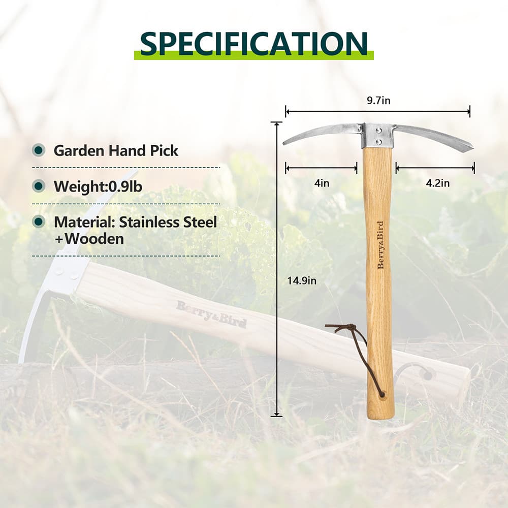 Berry&Bird Garden Pick Mattock Hoe Gardening Pick Axes for Transplanting Digging 2