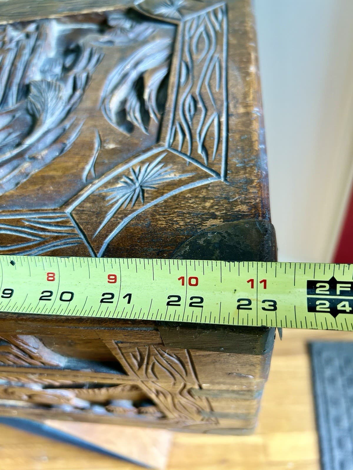 Gorgeous Antique Elaborate Hand Carved Asian Hope Chest 23” x 12” x 11” 4