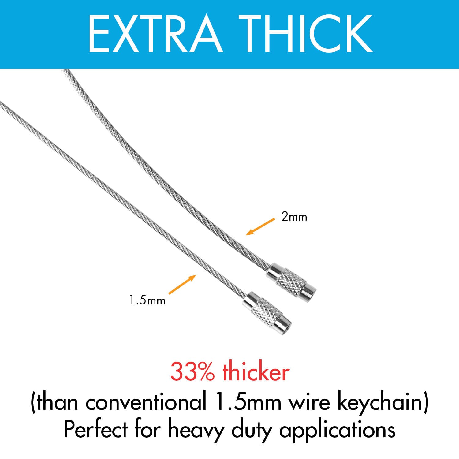 2mm Stainless Steel Wire Keychain 6.3" Aircraft Cable Key Ring Luggage Loops 4