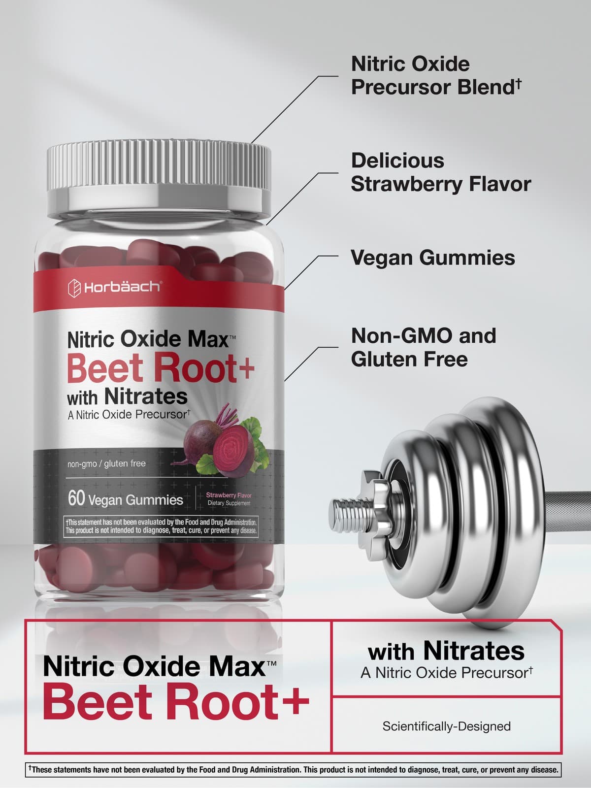 Nitric Oxide Beet Root | 60 Vegan Gummies | With Nitrates | by Horbaach 4