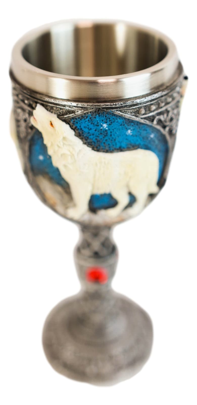 Ebros Gift Celtic White Wolf Rhinestone Figurine Goblet 7.5" Height Home Decor 5