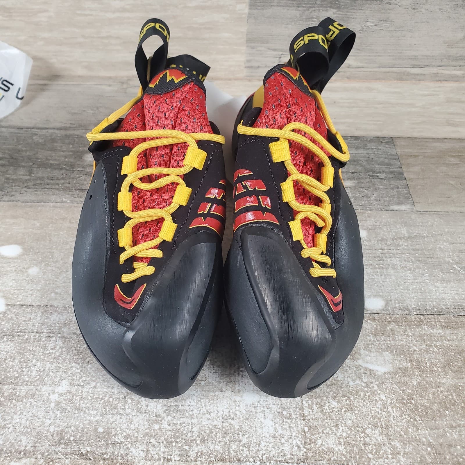 La Sportiva Genius Womens Climbing Shoes Sz 6 Red Black Yellow Lace-Up 2
